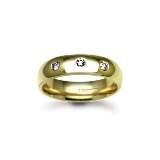 18W003-3 | 18ct Gold Yellow Diamond Rubover set Wedding Ring