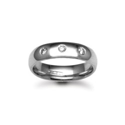 18W004-3-F | 18ct Gold White Diamond Rubover set Wedding Ring