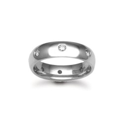 18W006-3-F | 18ct Gold White Diamond Rubover set Wedding Ring