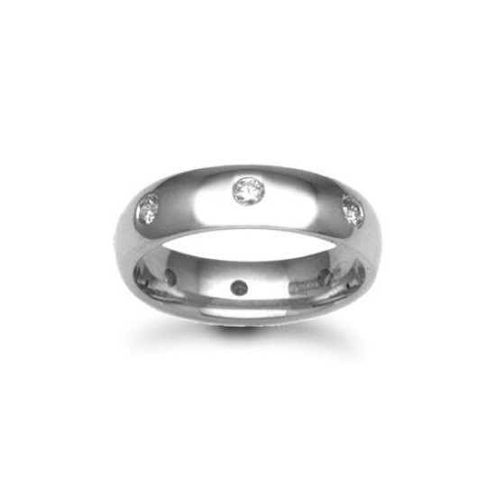 18W006-3 | 18ct Gold White Diamond Rubover set Wedding Ring