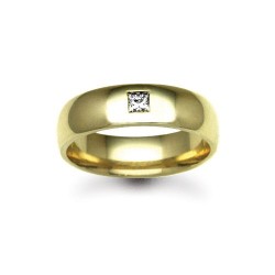 18W007-3-F | 18ct Gold Yellow Diamond Rubover set Wedding Ring