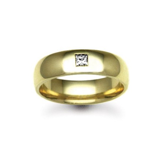 18W007-3 | 18ct Gold Yellow Diamond Rubover set Wedding Ring