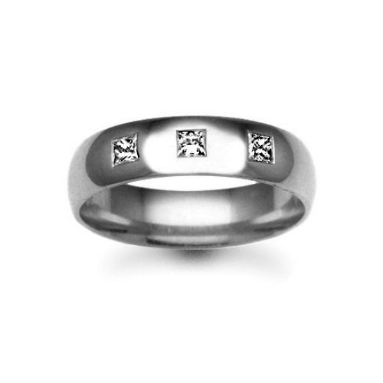 18W008-3 | 18ct Gold White Diamond Rubover set Wedding Ring