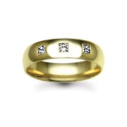 18W009-3-F | 18ct Gold Yellow Diamond Rubover set Wedding Ring