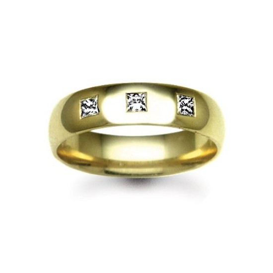 18W009-4 | 18ct Gold Yellow Diamond Rubover set Wedding Ring