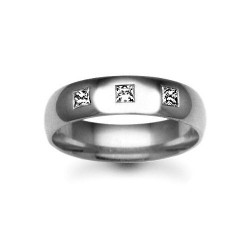 18W010-3-F | 18ct Gold White Diamond Rubover set Wedding Ring
