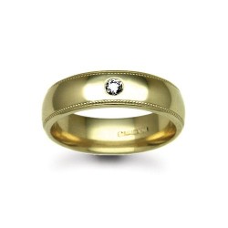 18W011-3-F | 18ct Gold Yellow Diamond Rubover set Wedding Ring