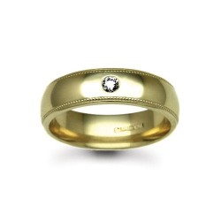 18W011-4 | 18ct Gold Yellow Natural Diamond Rubover set Wedding Ring