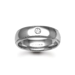 18W012-3-F | 18ct Gold White Diamond Rubover set Wedding Ring
