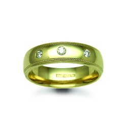 18W013-3 | 18ct Gold Yellow Diamond Rubover set Wedding Ring