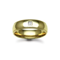 18W017-4 | 18ct Gold Yellow Diamond Rubover set Wedding Ring