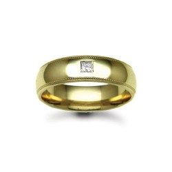 18W017-5 | 18ct Gold Yellow Natural Diamond Rubover set Wedding Ring