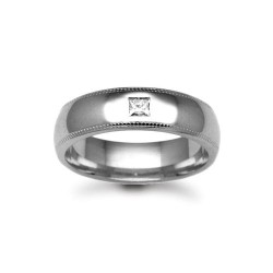 18W018-4 | 18ct Gold White Diamond Rubover set Wedding Ring
