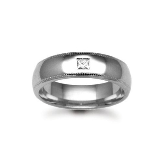 18W018-8 | 18ct Gold White Diamond Rubover set Wedding Ring