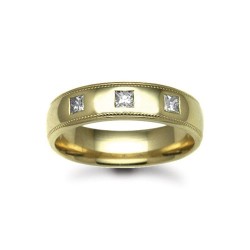 18W019-4 | 18ct Gold Yellow Diamond Rubover set Wedding Ring