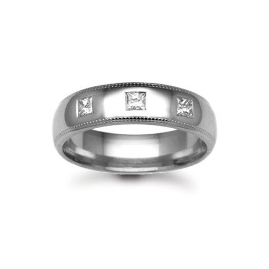 18W020-5 | 18ct Gold White Diamond Rubover set Wedding Ring
