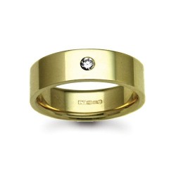 18W023-3 | 18ct Gold Yellow Diamond Rubover set Wedding Ring