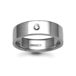 18W024-3 | 18ct Gold White Diamond Rubover set Wedding Ring