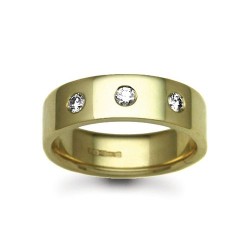 18W025-3 | 18ct Gold Yellow Diamond Rubover set Wedding Ring