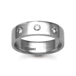 18W026-3 | 18ct Gold White Diamond Rubover set Wedding Ring