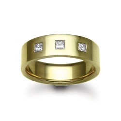 18W029-3 | 18ct Gold Yellow Diamond Rubover set Wedding Ring