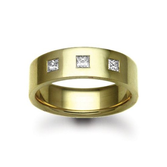 18W029-3 | 18ct Gold Yellow Natural Diamond Rubover set Wedding Ring