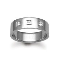 18W030-3 | 18ct Gold White Diamond Rubover set Wedding Ring