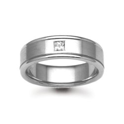 18W033-4 | 18ct Gold White Diamond Rubover set Wedding Ring