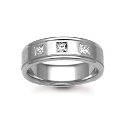 18W034-4 | 18ct Gold White Diamond Rubover set Wedding Ring