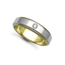 18W038-6 | 18ct Gold 2 Colour Diamond Rubover set Wedding Ring