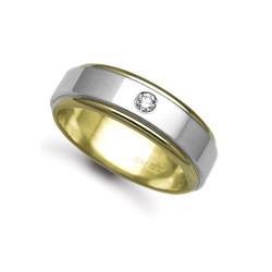 18W038-7 | 18ct Gold 2 Colour Diamond Rubover set Wedding Ring