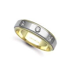 18W039-6 | 18ct Gold 2 Colour Diamond Rubover set Wedding Ring