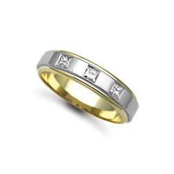 18W041-6 | 18ct Gold 2 Colour Diamond Rubover set Wedding Ring