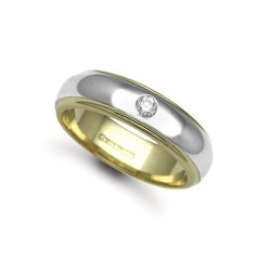 18W042-6 | 18ct Gold 2 Colour Diamond Rubover set Wedding Ring
