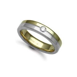 18W046-5 | 18ct Gold 2 Colour Diamond Rubover set Wedding Ring
