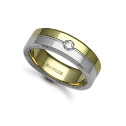 18W047-7 | 18ct Gold 2 Colour Diamond Rubover set Wedding Ring