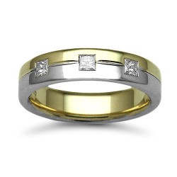 18W052-5 | 18ct Gold 2 Colour Diamond Rubover set Wedding Ring