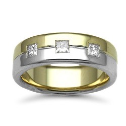 18W053-7 | 18ct Gold 2 Colour Diamond Rubover set Wedding Ring