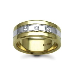18W056-7 | 18ct Gold 2 Colour Diamond Rubover set Wedding Ring