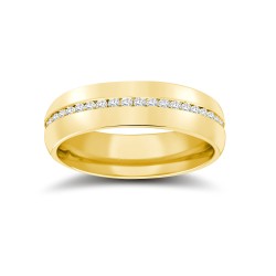 18W061-4(F-Q) | 18ct Yellow Gold RBC Court Diamond Wedding Band Fully Set - 4mm - 50pts