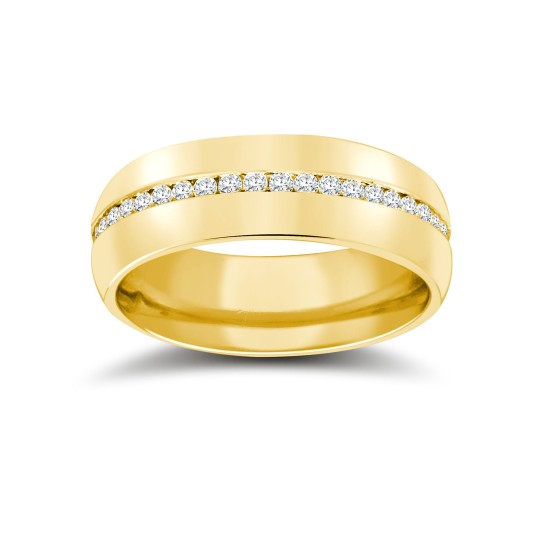 18W061-8(F-Q) | 18ct Yellow Gold RBC Court Natural Diamond Wedding Band Fully Set - 8mm - 80pts