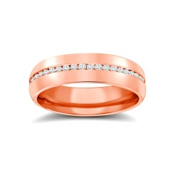 18W063-4-F | 18ct Gold Rose Diamond Rubover set Wedding Ring