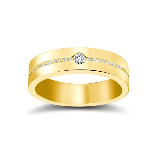 18W064-4 | 18ct Yellow Gold RBC Flat Court Diamond Wedding Band Half Set - 4mm - 28pts