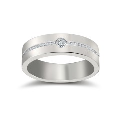 18W065-6 | 18ct White Gold RBC Flat Court Natural Diamond Wedding Band Half Set - 6mm - 30pts