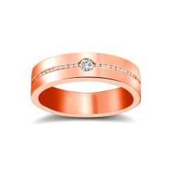 18W066-4-F | 18ct Gold Rose Diamond Rubover set Wedding Ring