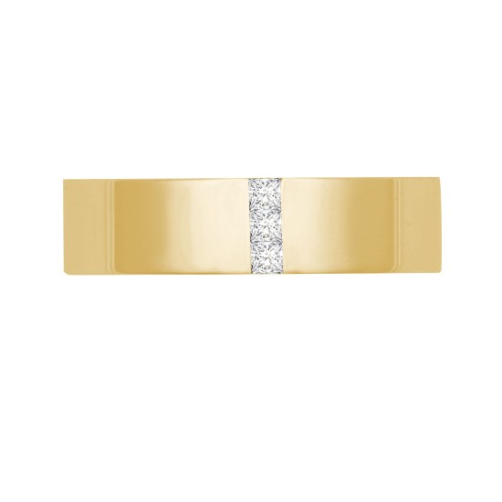 18W067-4 | 18ct Gold Yellow Diamond Rubover set Wedding Ring