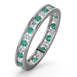 18WFE001E-100-GVS | 18ct White Gold Channel Set Full Eternity Ring Diamond 0.50ct Emerald 0.70ct G VS