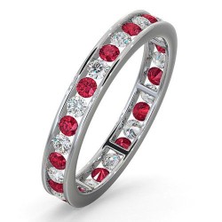18WFE001R-100-HSI | 18ct White Gold Channel Set Full Eternity Ring Diamond 0.50ct Ruby 0.80ct H Si