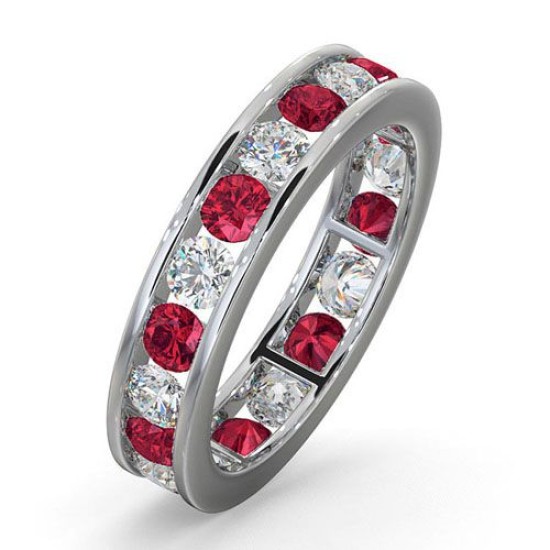 18WFE001R-200-GVS | 18ct White Gold Channel Set Full Eternity Ring Natural Diamond 1.00ct Ruby 1.50ct G VS