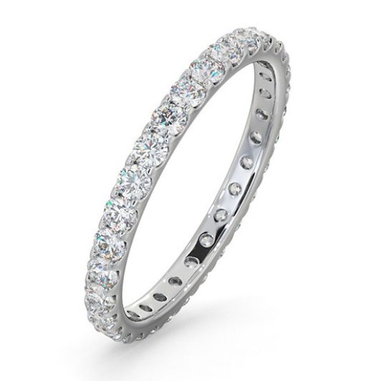 18WFE002-100-HSI | 18ct White Gold Claw Set Full Eternity Ring Natural Diamond 1.00ct H Si